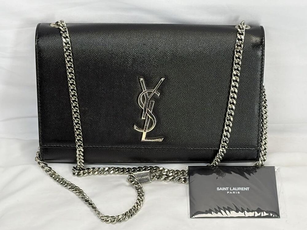 SAINT LAURENT KATE MEDIUM IN BLACK GRAIN DE POUDRE SPB JA-365861